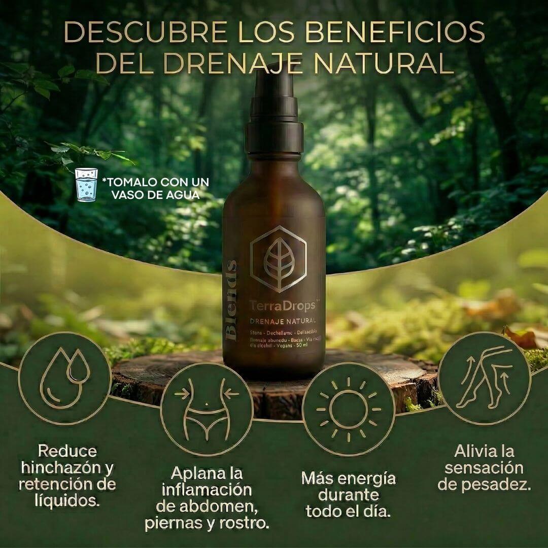 TerraDrops™ | Drena la hinchazón de forma natural en Cara, Abdomen y Piernas